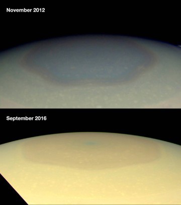 Zmna barvy Saturnova hexagonu