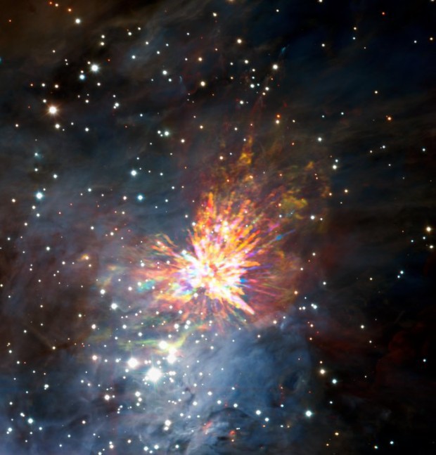 Hvzdn exploze v Orionu na zbrech ALMA