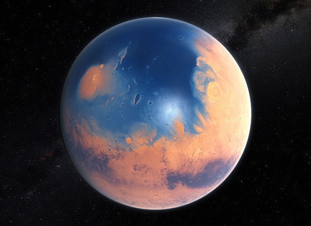 Pedstava Marsu v obdob ped 4 miliardami let