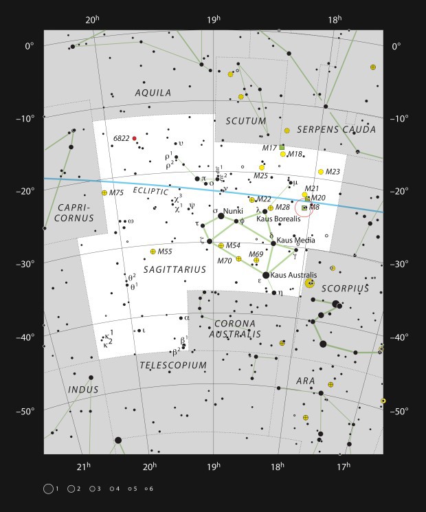 Oblast vzniku hvzd M 8 v souhvzd Stelce 