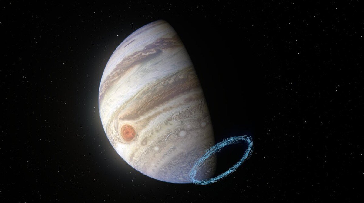 Vizualizace stratosfrickho proudn kolem jinho plu Jupiteru