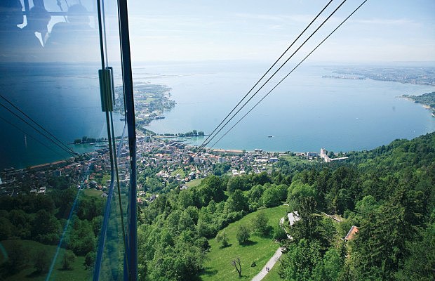 Lanovka Pfnderbahn - Pohled na Bregenz a Bodamsk jezero