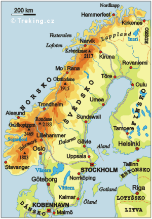 Skandinvie, mapa