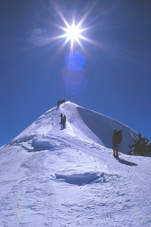 Vrcholov heben na Mont Blanc