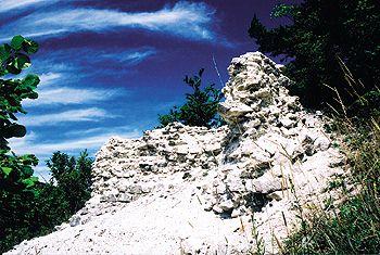 Nepatrné zbytky zdí hradu Košeca