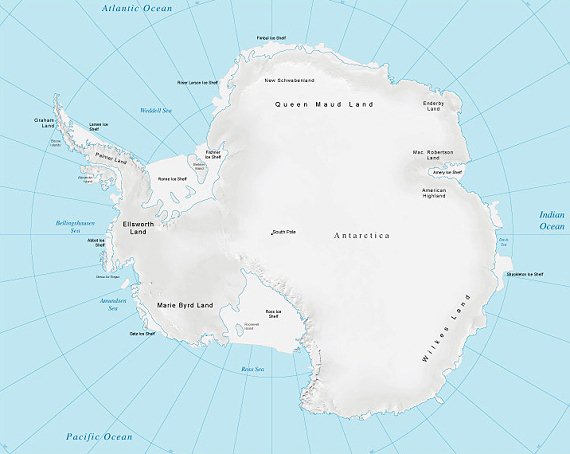 Antarktida, mapa