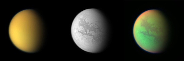 Titan v různých spektrálních pásmech