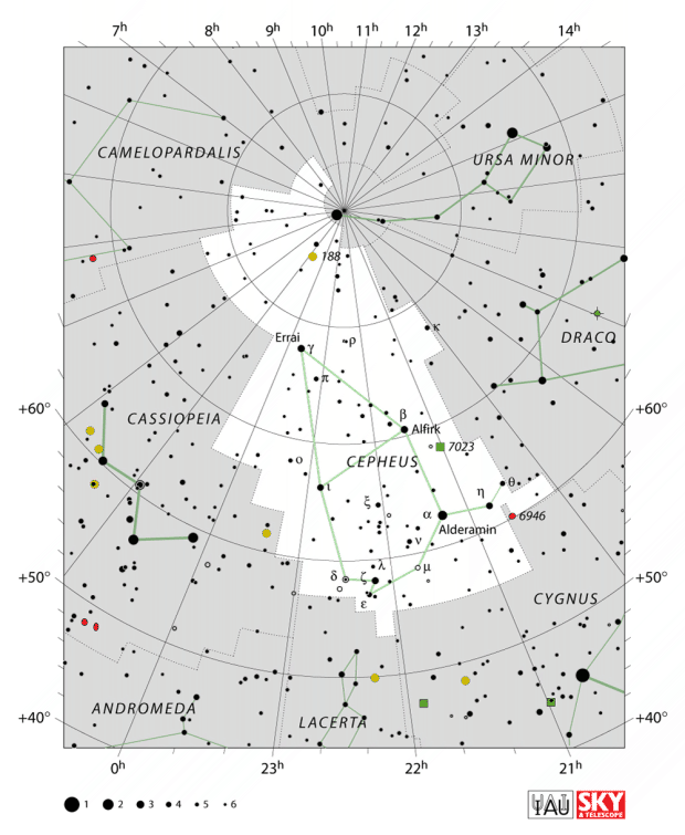 Mapa souhvězdí Cefeus
