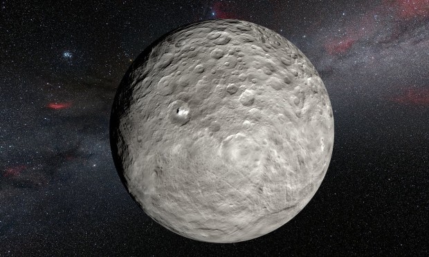 Pedstava jsnch skvrn na povrchu trpasli planety Ceres