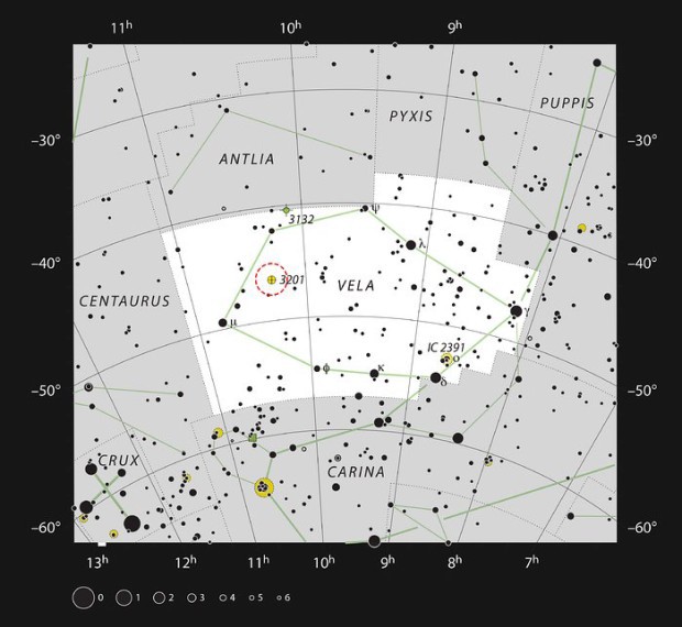 Kulov hvzdokupa NGC 3201 v souhvzd Plachty (Vela)