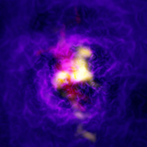 Radioteleskop ALMA a pstroj MUSE detekovali galaktickou fontnu