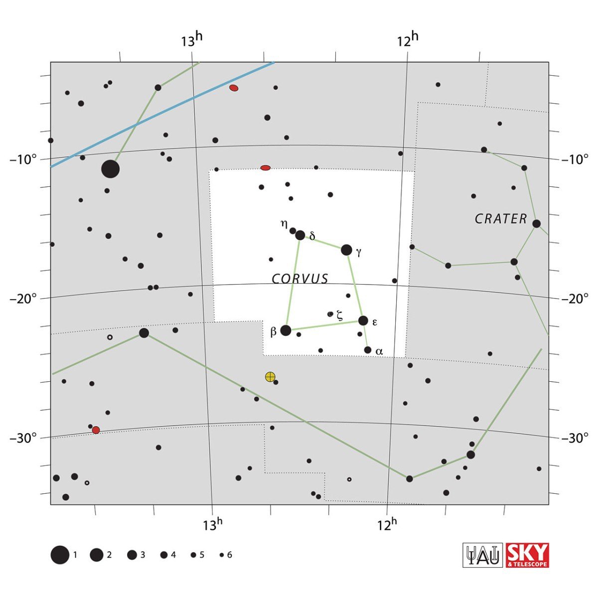 Mapa souhvězdí Havran