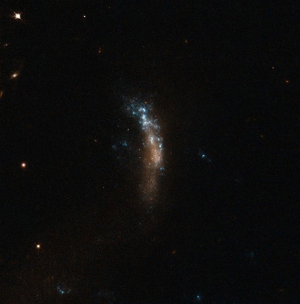 Trpasli galaxie UGC 5189A, msto exploze supernovy SN 2010jl