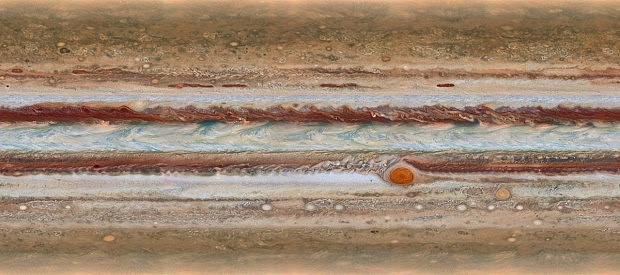 Mapa atmosféry planety Jupiter