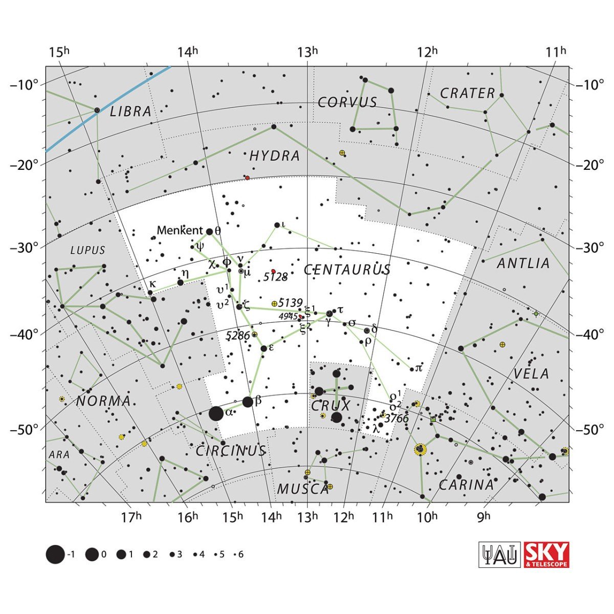 Mapa souhvězdí Kentaur