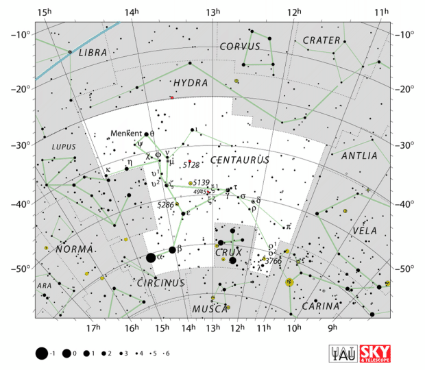 Mapa souhvězdí Kentaura