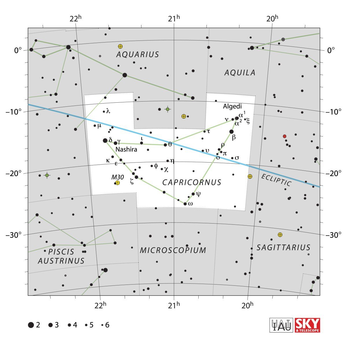 Mapa souhvězdí Kozoroh