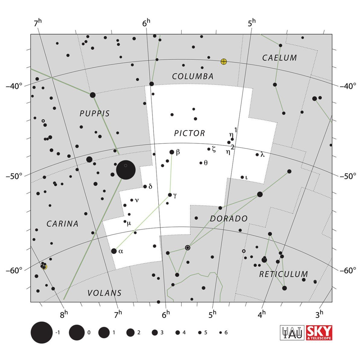 Mapa souhvězdí Malíř