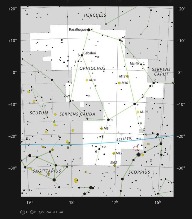 Dvojhvězda IRAS 16293-2422 v souhvězdí Hadonoše