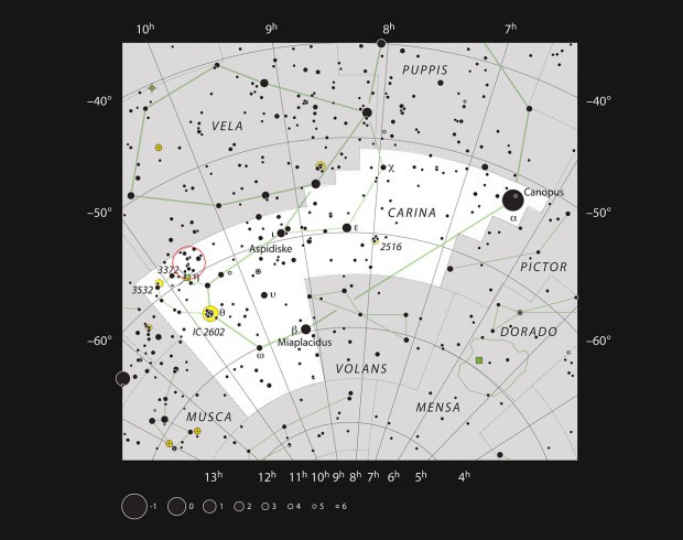 Hvzdokupa NGC 3293 v souhvzd Klu