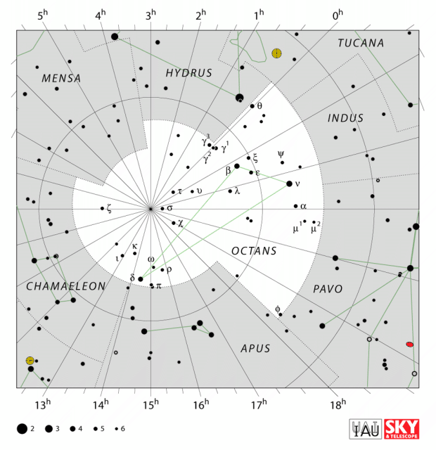 Mapa souhvězdí Oktant