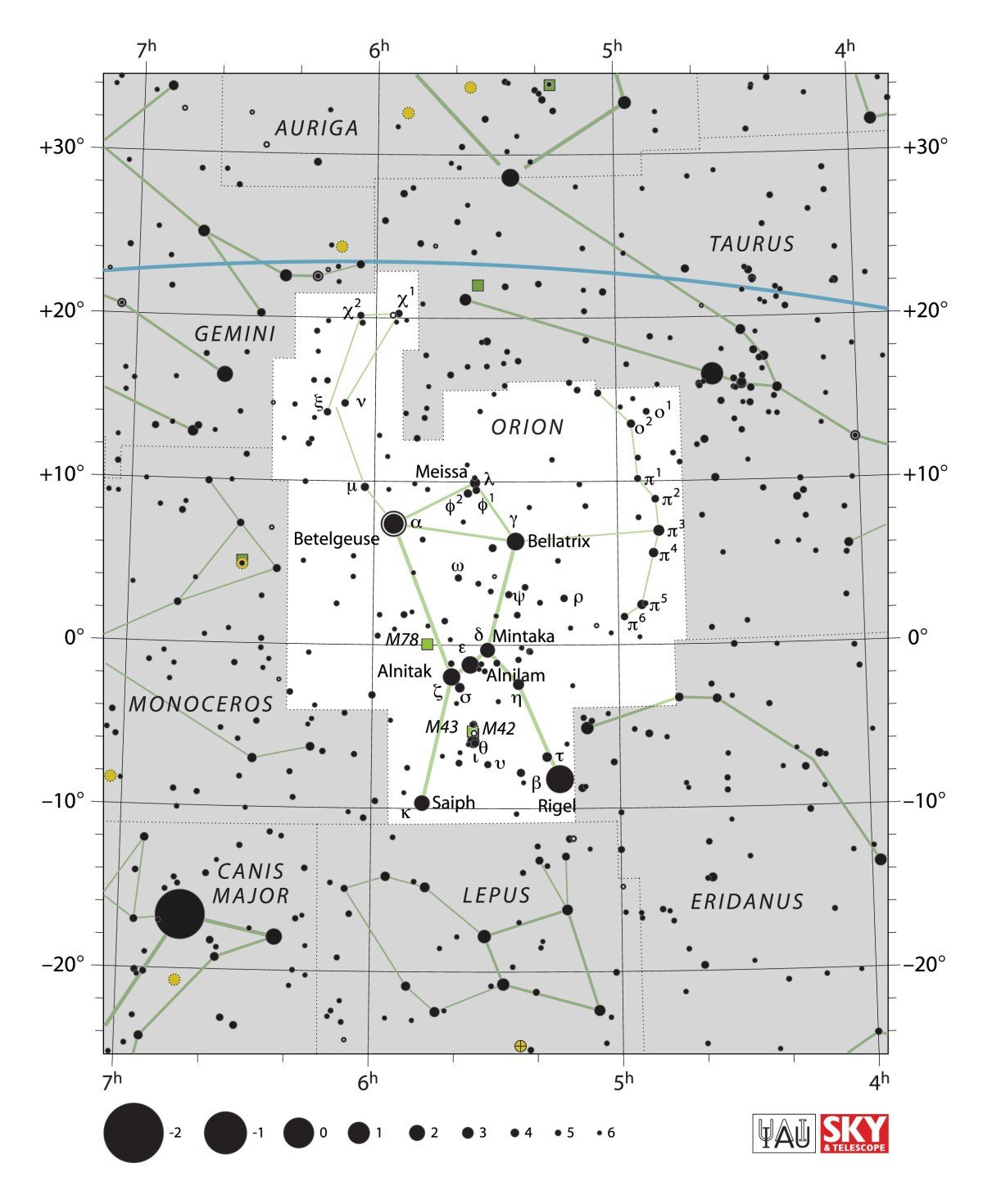 Souhvzd Orion, hvzdn mapa