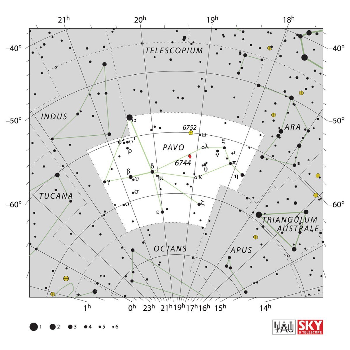 Mapa souhvězdí Páv