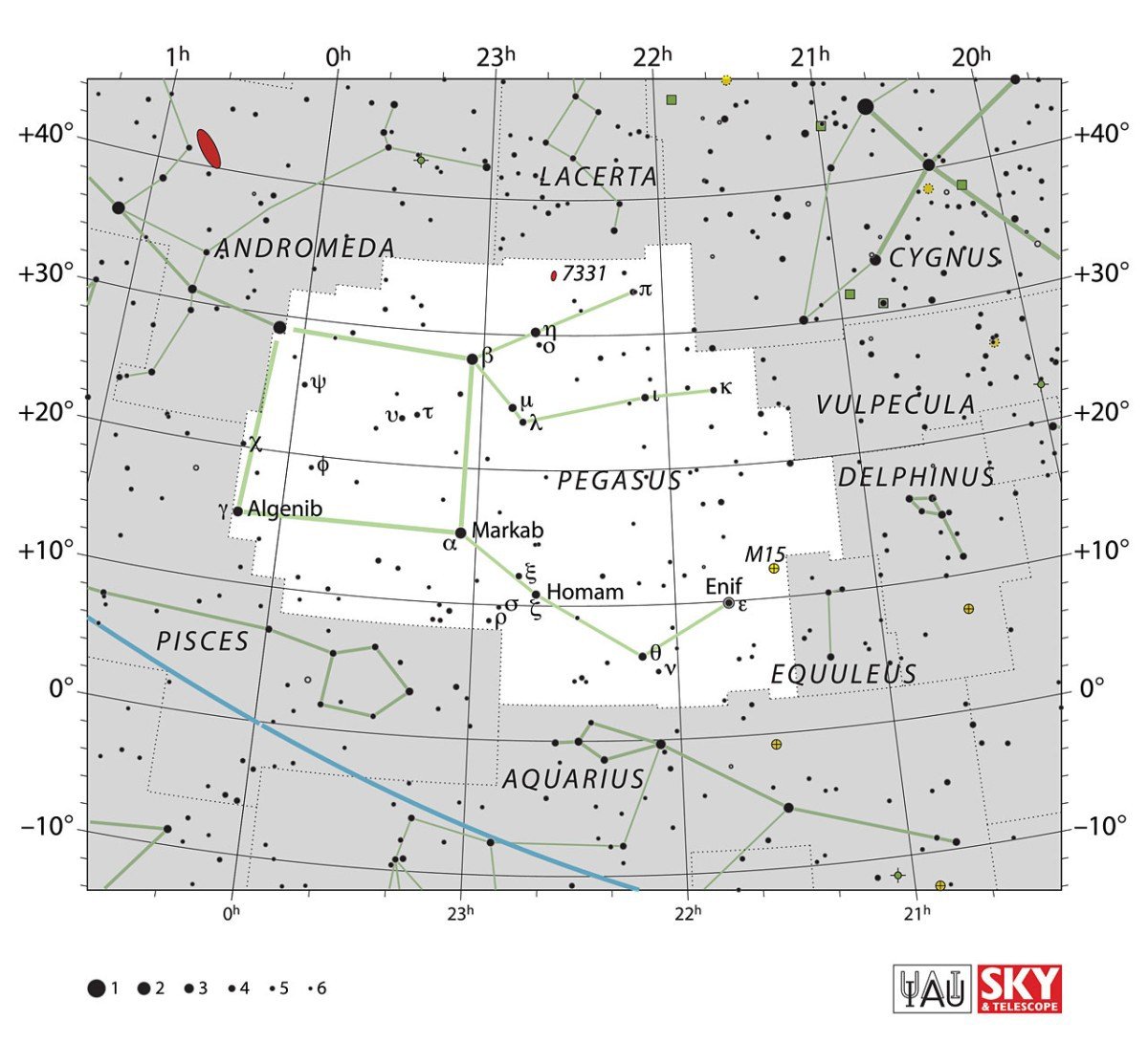 Mapa souhvězdí Pegas