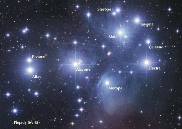 Plejády, mapa otevřené hvězdokupy
