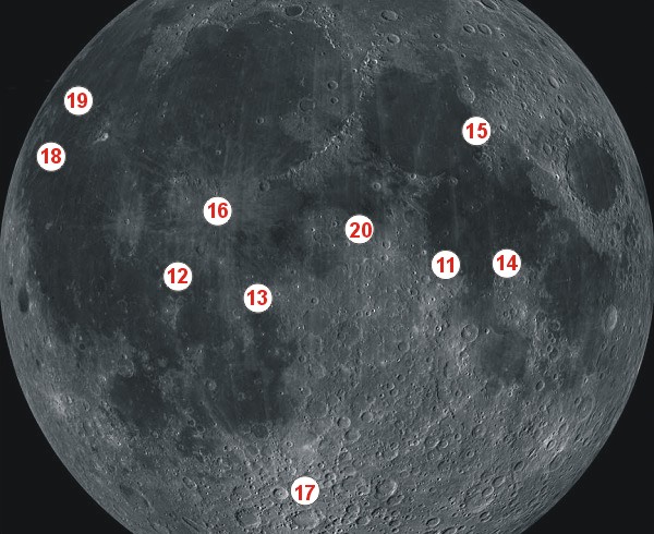 Místa plánovaných přistání na Měsíci