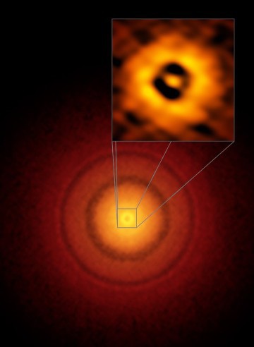 Disk kolem mladé hvězdy podobné Slunci TW Hydrae zobrazený pomocí ALMA