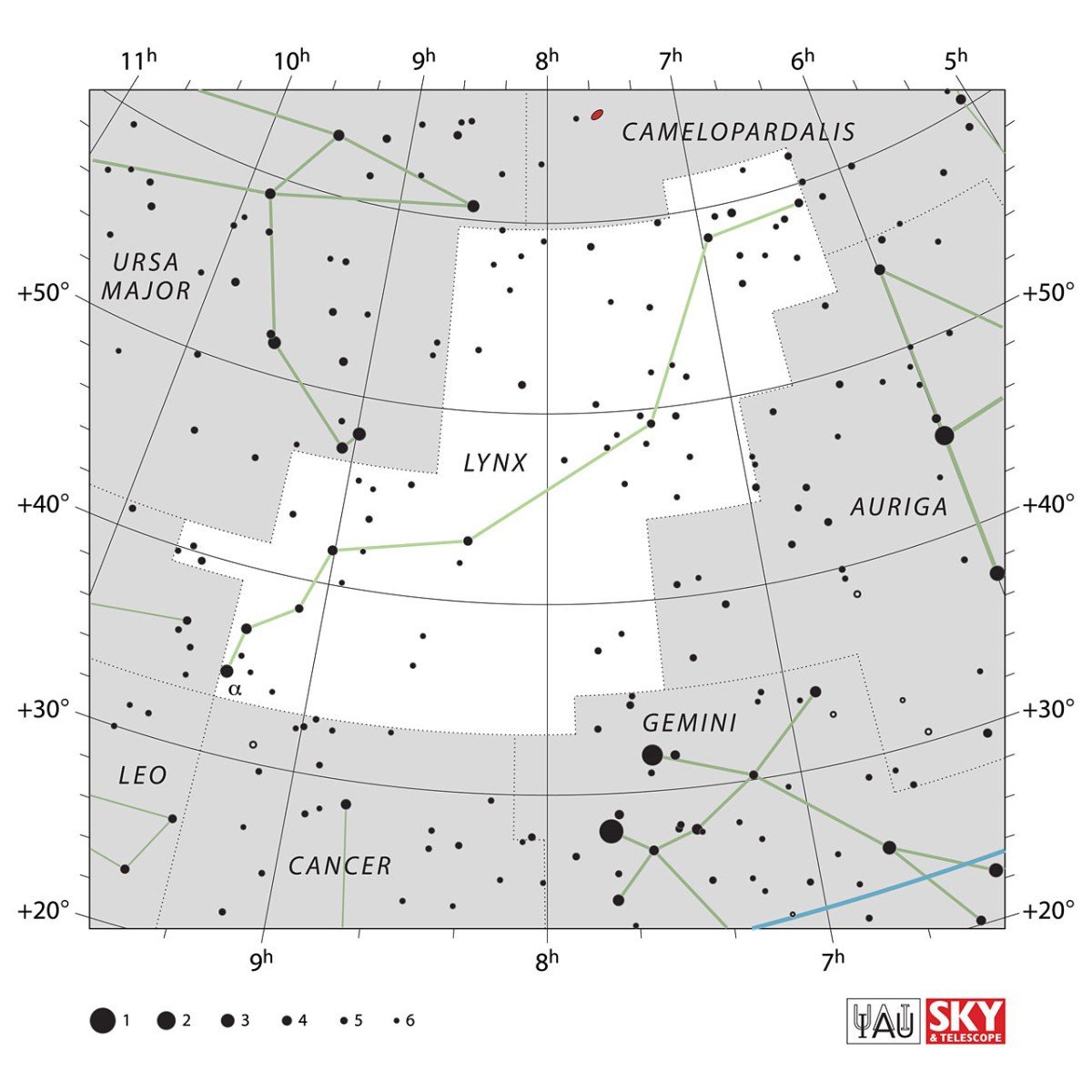 Mapa souhvězdí Rys