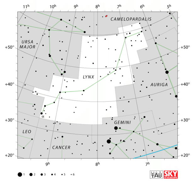 Mapa souhvězdí Rys