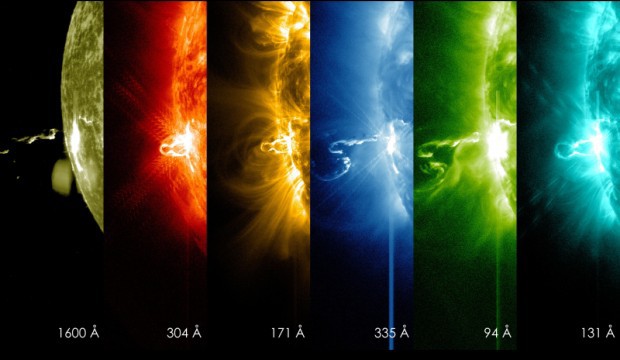 Snímy v různých spektrálních pásmech z SDO
