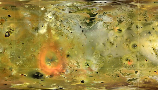 Měsíc Io, část vulkanického povrchu