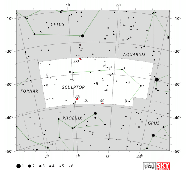 Mapa souhvězdí Sochař