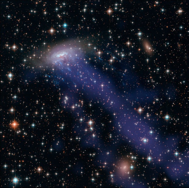 Spirln galaxie ESO 137-001 na kompozitnm snmku z HST a Chandry