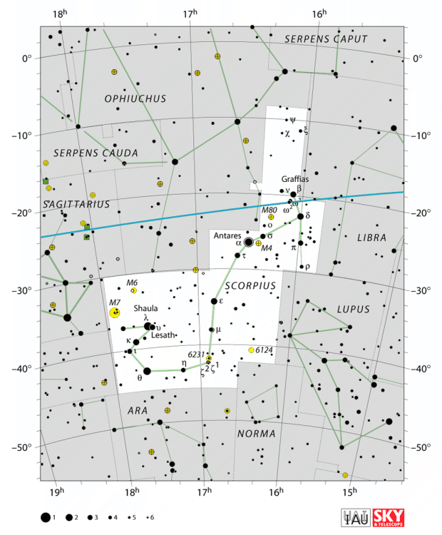 Mapa souhvězdí Štír