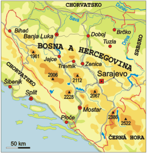 Bosna a Hercegovina, mapa