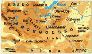 Mongolsko, mapa
