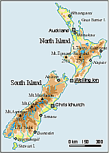 Nový Zéland, mapa