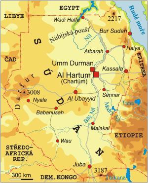 Súdán, mapa