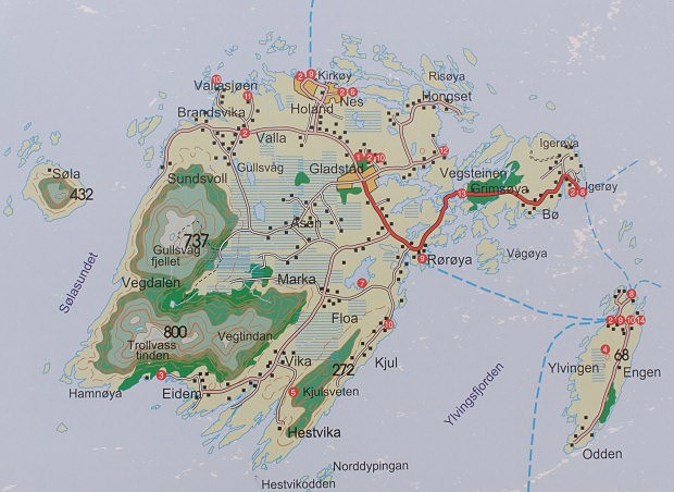 Vega, mapa ostrova