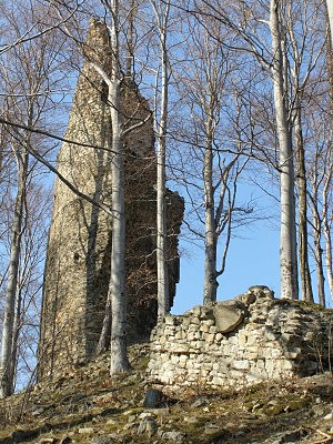 Bergfrit hradu Kaltenštejn s torzem věže