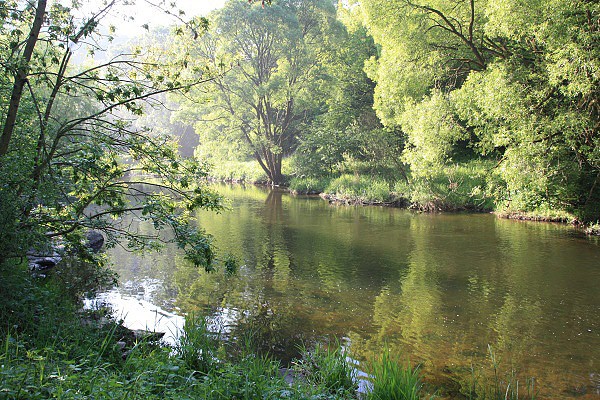Řeka Jihlava obtékající kolem Čertova ocasu