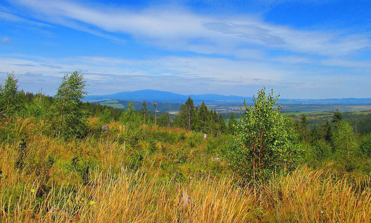 Pohled na Babiu góru z hřebene Skorušinských vrchov