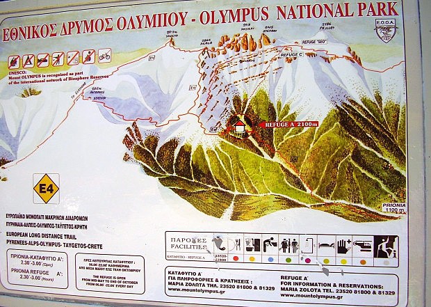 Informační tabule s mapkou Olympu
