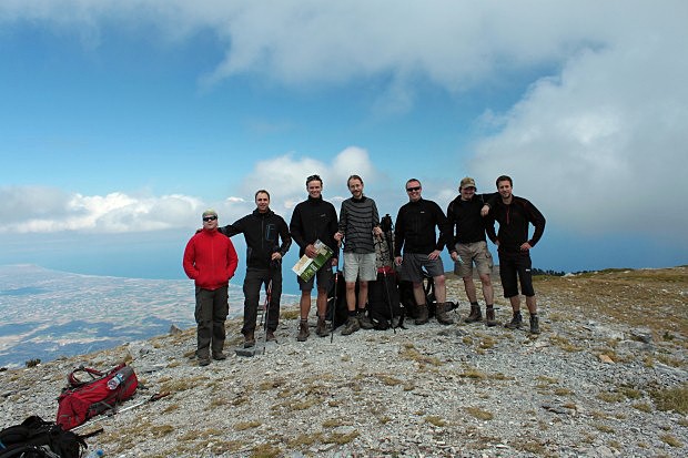Vrcholová fotografie na hoře Pyrgos - 2475 metrů