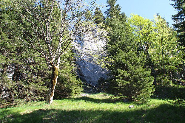 První skalisko cestou k vrchu Lubená